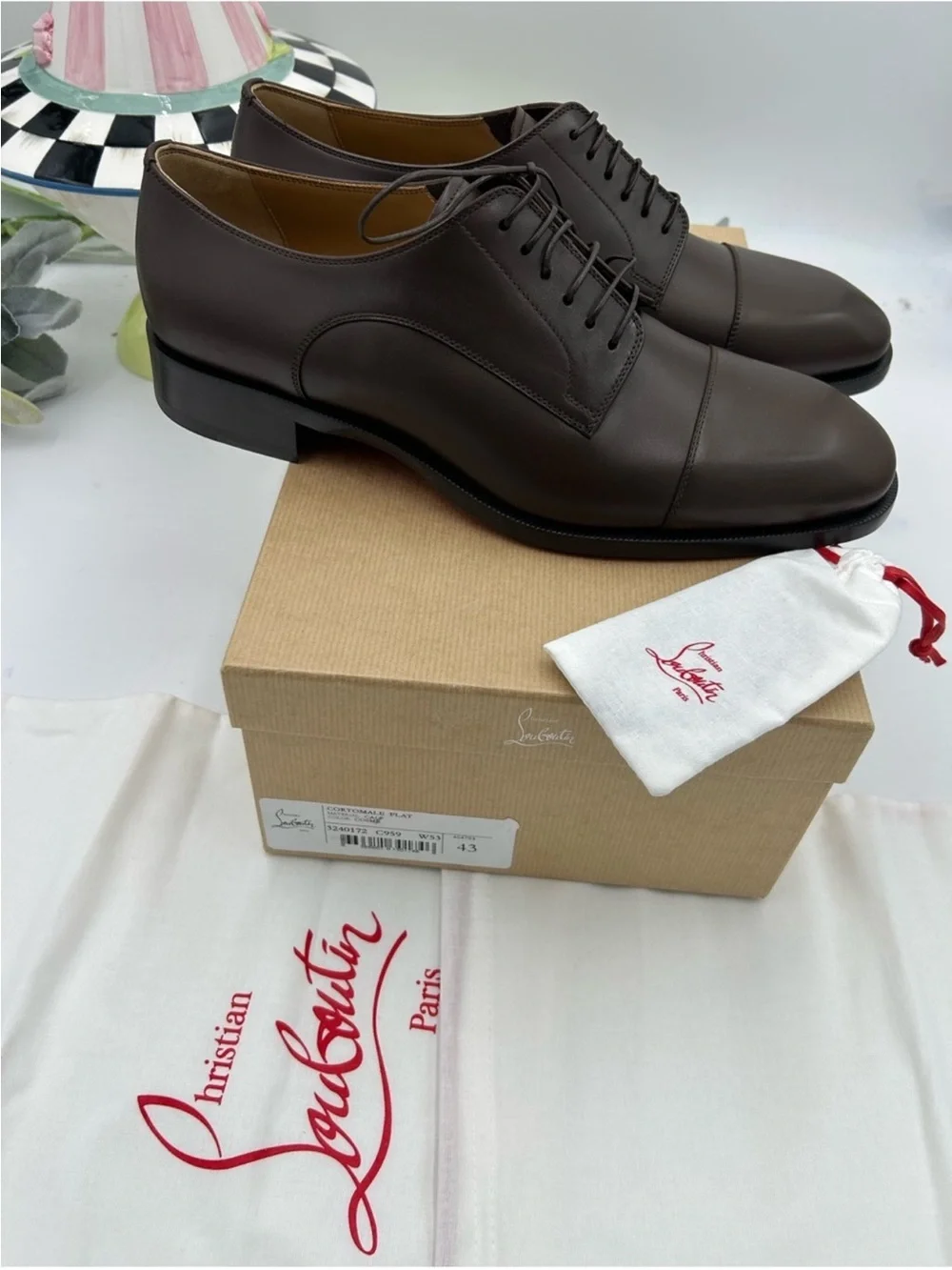 Men’s Christian Louboutin CORTOMALE lace up Oxford, size 43 made in Italy